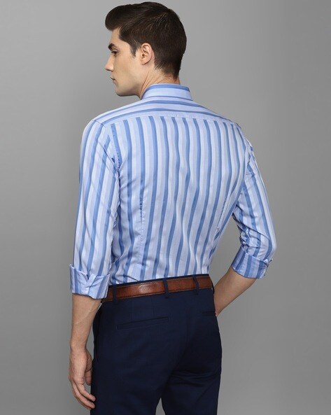 Louis Philippe Checkered Light Blue Mens Shirts - Get Best Price