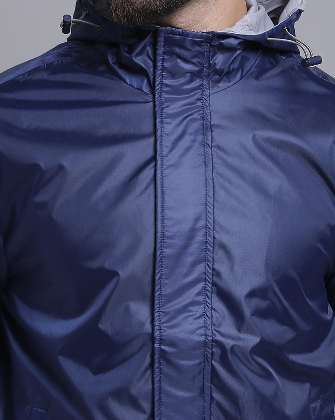 Navy Blue - Reversible Fleece-Lined Nylon Waterproof Insulated Hooded Jacket  Coat - Galaxy Army Navy