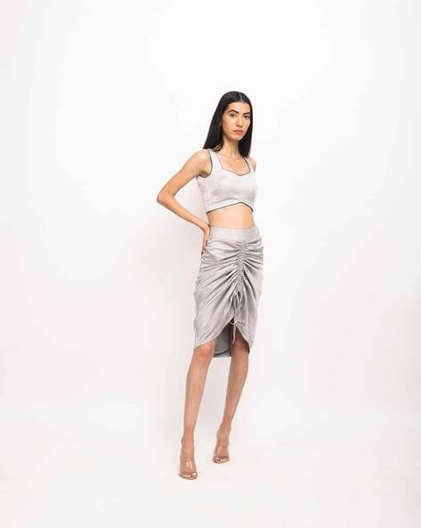 Grey top ruched skirt