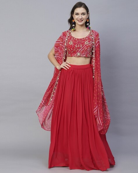 skirt #and #crop #top #indian #weddings #with #jacket Summer colours- plain  skirt and printed crop to… | Dress indian style, Indian outfits lehenga,  Simple lehenga