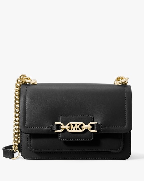 Michael kors black shop and gold crossbody purse