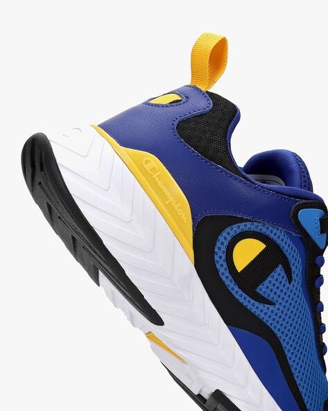 Blue and yellow champion hot sale shoes