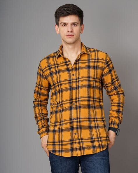 yellow and black flannel shirt mens