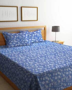 300 TC Printed King-Size Bedsheet with Pillow Covers