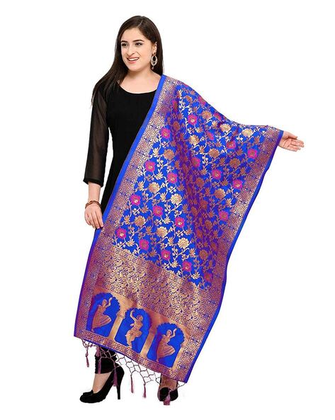 Floral Printed Dupatta with Tassels Price in India