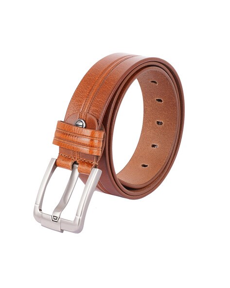 WOODLAND Leather Belt with Buckle Closure For Men (Tan, 36)