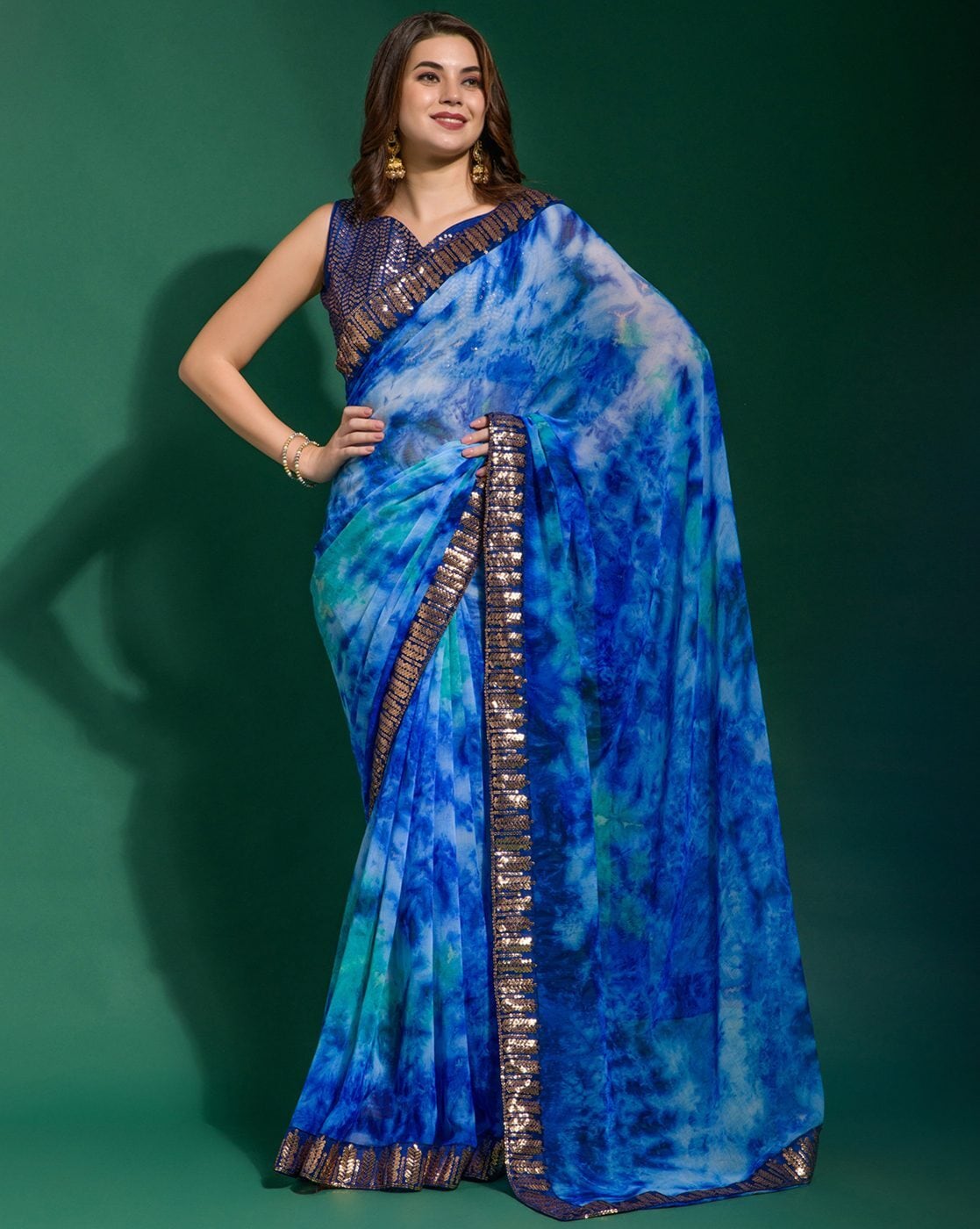 Tie and Dye Saree (Unstitch) – White Centre Fabrics