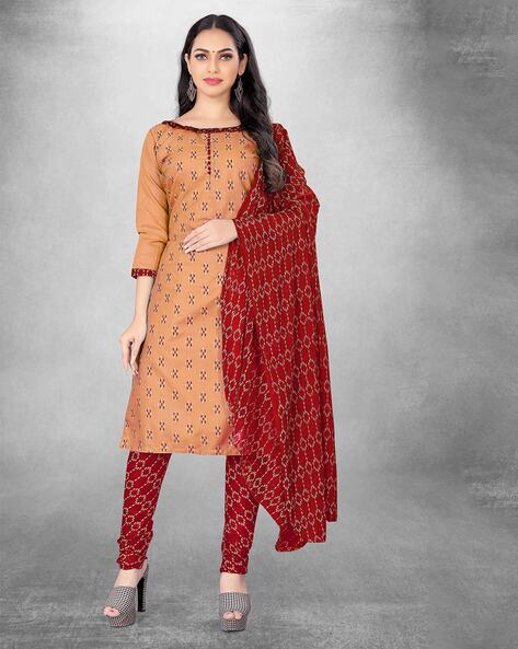 Buy Peach Dress Material for Women by Ethnic Junction Online