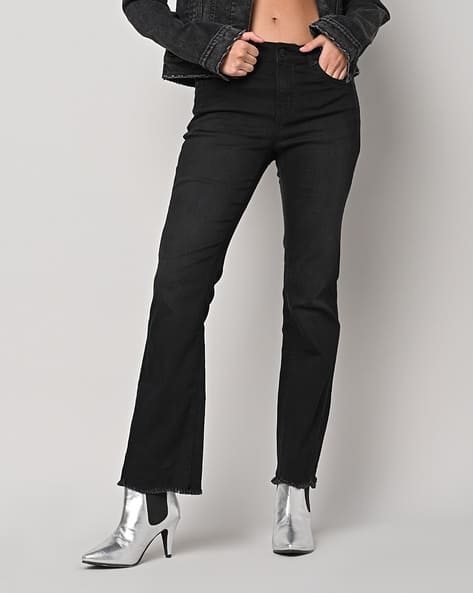 Flared Jeans with Frayed Hems