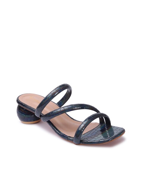 Navy strappy 2024 sandals mid heel