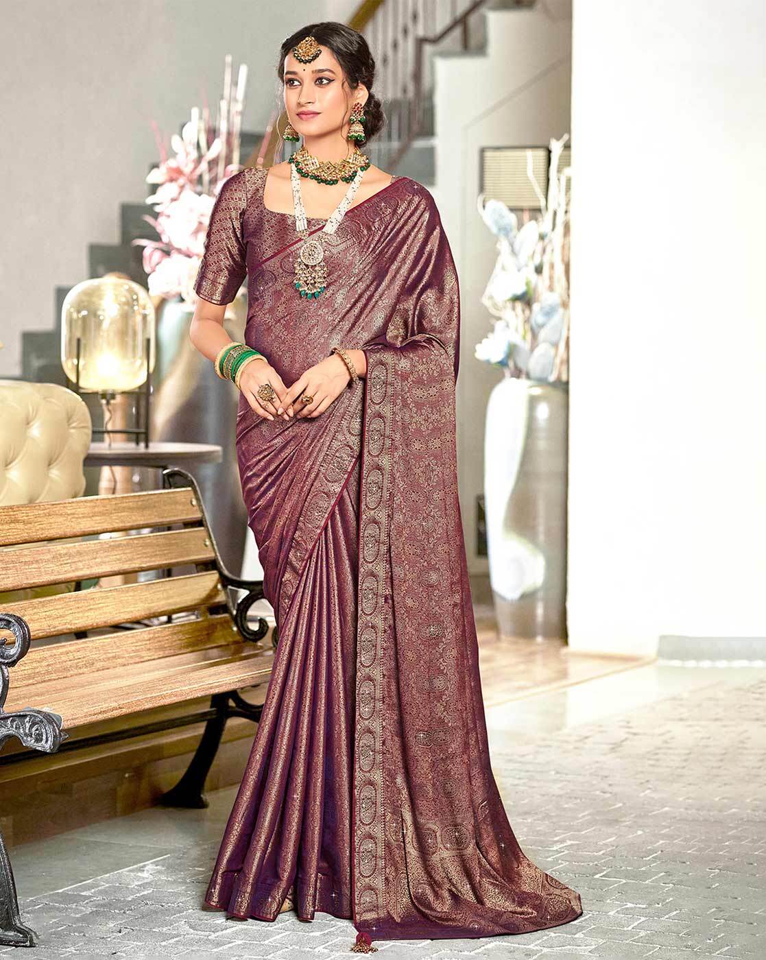 Buy Maroon Sarees for Women by Saree mall Online