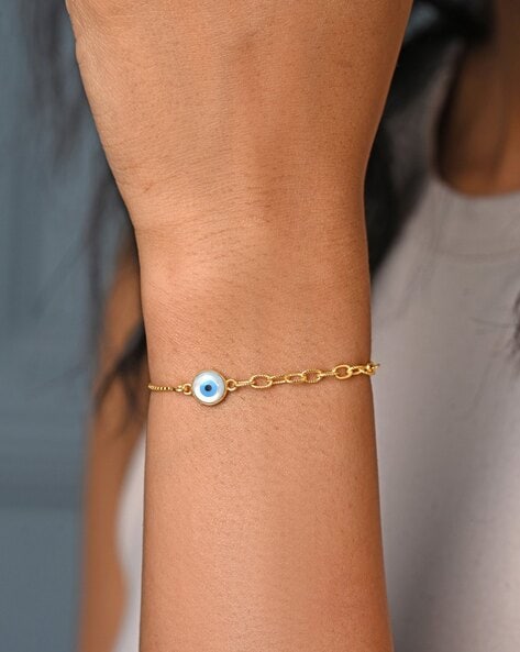Sapphire Oval Evil Eye Bracelet in 14K Solid Gold – Gelin Diamond