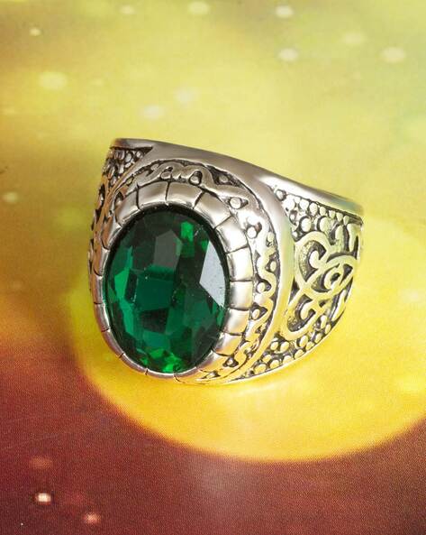 Green stone ring size 8.75 sterling silver men women – SpiritbeadNW