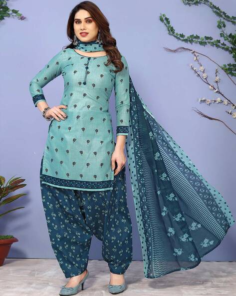 Leaf Print Unstitched Dress Material Price in India