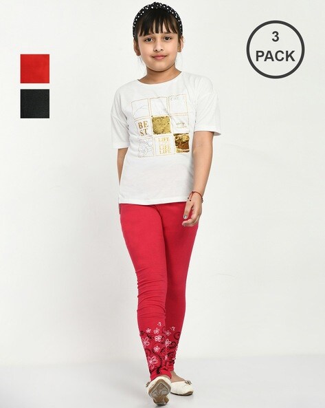 Buy Multicoloured Leggings for Girls by INDIWEAVES Online