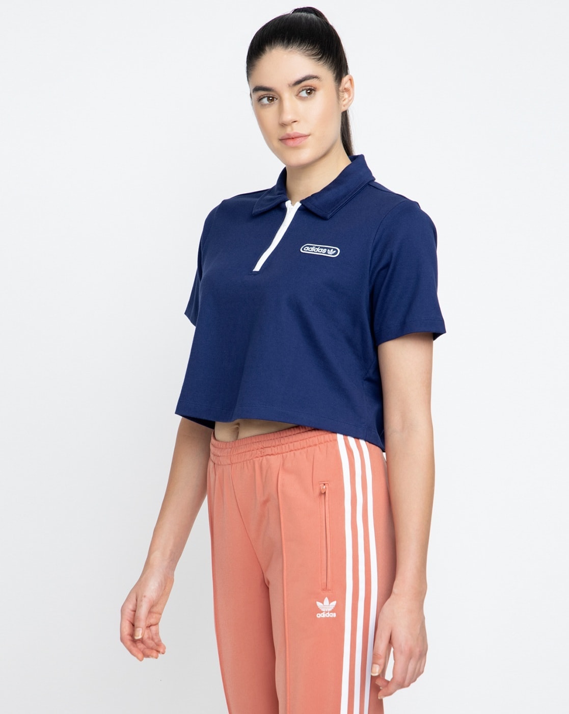 Ellesse piping outlet crop polo shirt