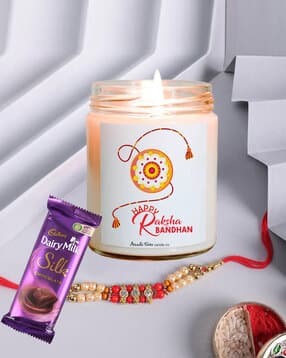 Rose Scented Candle with Rakhi Set-image-10