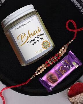 aromaticfables Lily Scented Candle with Rakhi Set-picture-46