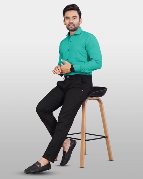 Buy Green Shirt Chanderi Embroidered Thread And Pant Set For Men by Three  Online at Aza Fashions.