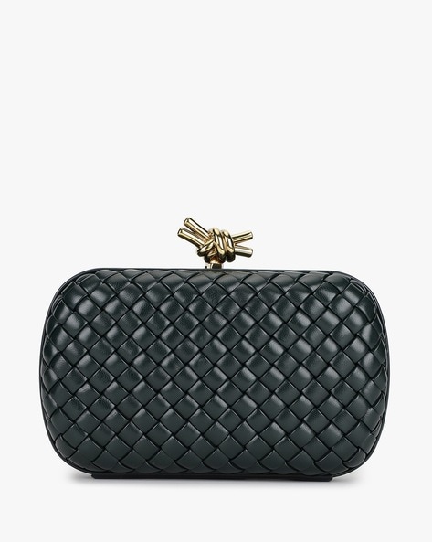 Shop Bottega Veneta The Pouch Metallic Leather Clutch