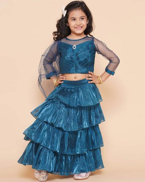 Buy Lakkae Girls Readymade Embroidered Stitched Lehenga Choli For Kids  Girls (2-3 Years, Blue) at Amazon.in