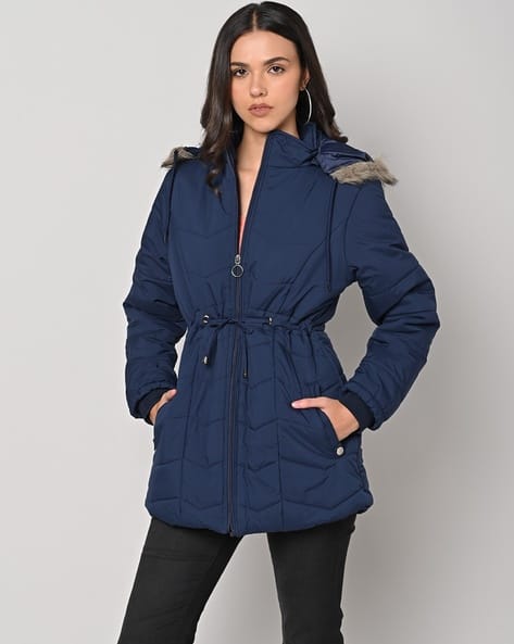 Quilted Fur-Lined Hooded Jacket