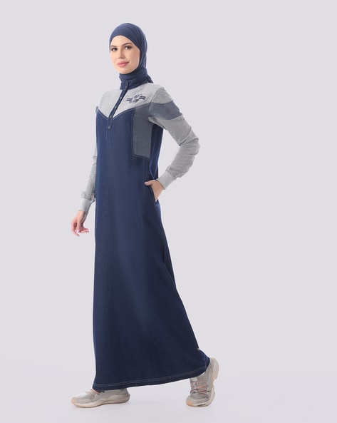 Denim abaya online in India- denim coat abaya at www.shiddat.com