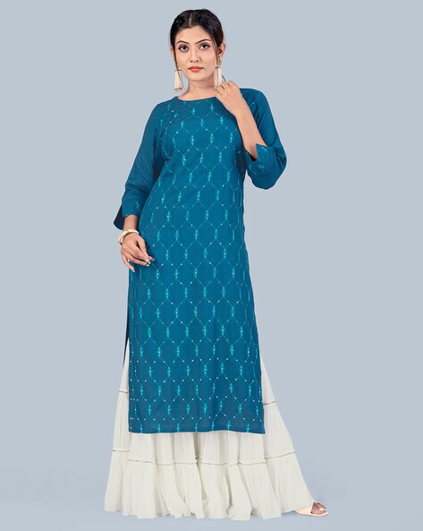 Floor length shop straight kurtis online