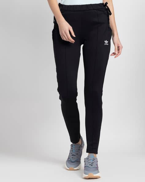Adidas Originals Women Logo Print Track Pants with Side Tie-Cords