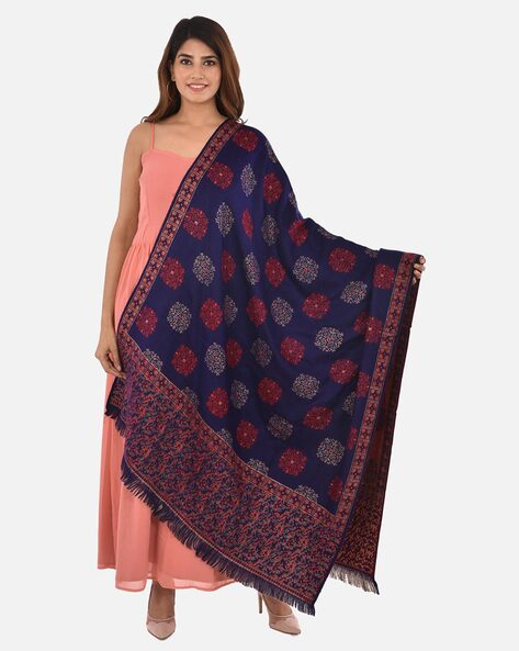 Printed Shawl with Fringed Hem Price in India