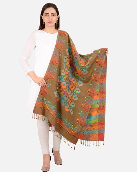 Geometric Woven Stole with Tassels Price in India