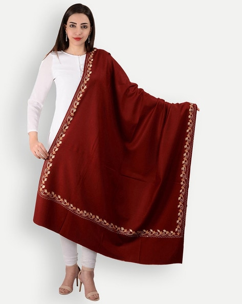 Embroidered Shawl with Frayed Hem Price in India