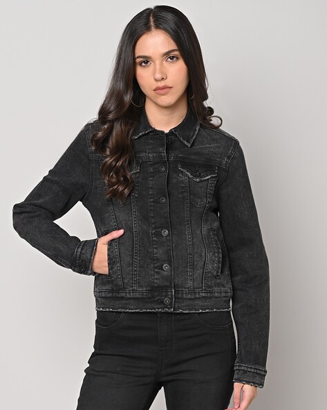 Women's Denim Jacket Slim Fit Jacket Women Oversize Jean Jacket Long Sleeve  Dark Blue Tops Loose Warm Vintage Casual Overcoat - AliExpress