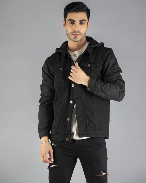 Saint Laurent - Leather-Trimmed Denim Jacket - Men - Black Saint Laurent