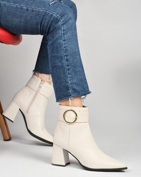 Ladies cream boots best sale