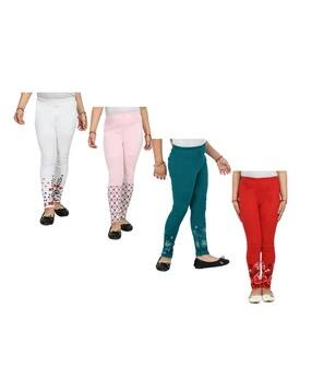 indiweaves Pack of 4 Printed Leggings with Elasticated Waist-picture-6