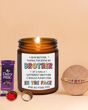 Chamomile Scented Candle with Rakhi Set-image-2