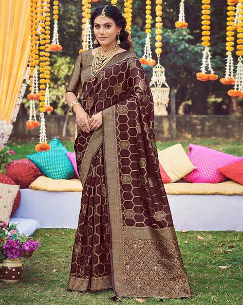 Coffee Brown Saree and Blouse – Almaari By Pooja Patel