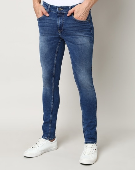 Buy Spykar Blue Cotton Regular Fit Distressed Jeans for Mens Online @ Tata  CLiQ