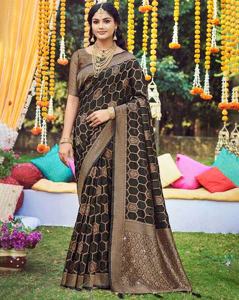 Buy Raven Black Kanjivaram Saree online-Karagiri