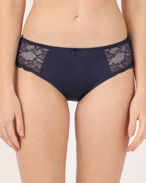 Buy MidLove Women's Crotch Panties Lace Knickers Panty with Bow (Medium,  Blue) at