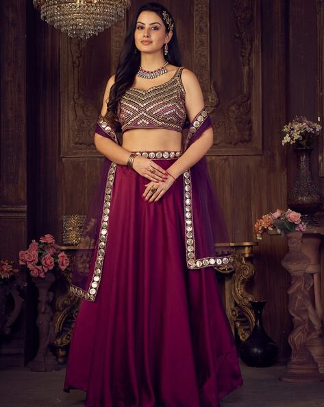 Stunning Purple Color Lehenga Choli Set For Women