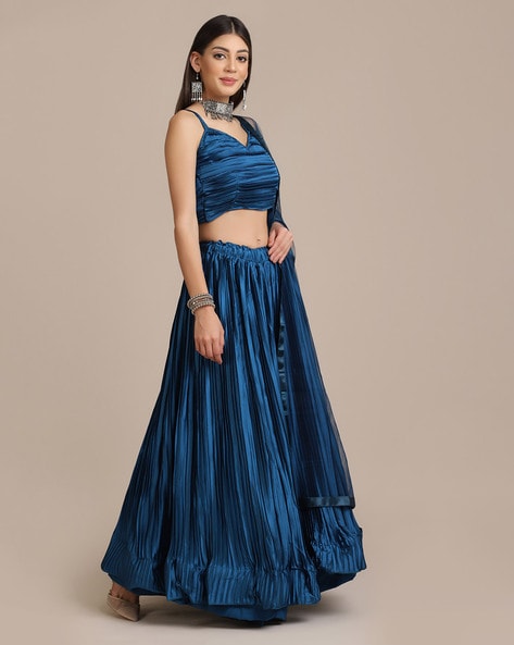 Buy online Blue Pleated Flared Lehenga With Dupatta from ethnic wear for  Women by Warthy Ent for ₹1619 at 64% off | 2024 Limeroad.com