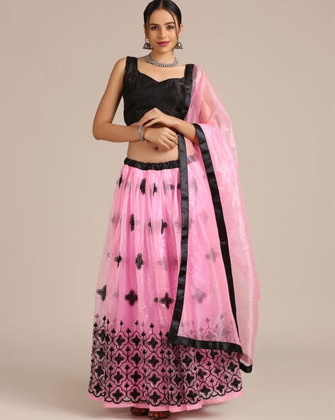 Black Color Navratri Special Lehenga Choli With Pink Thread Work, डिज़ाइनर  लहंगा चोली - Ahesas Fashion, Surat | ID: 2851837541873