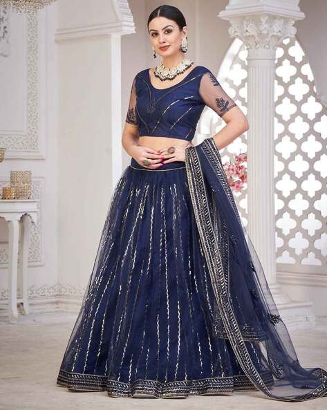 Buy Powder Blue Sequin Lehenga Set by Designer SEEMA GUJRAL Online at  Ogaan.com