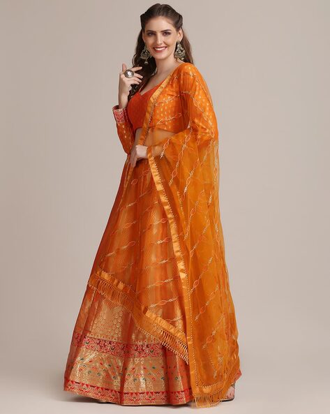 Buy Orange Lehenga Choli Sets for Women by ZEEL CLOTHING Online | Ajio.com