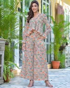 the kapas Floral Print A-Line Top & Palazzo Set-picture-12