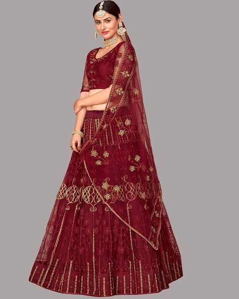 Maroon Velvet Lehenga Choli Wedding Wear Lengha Chunni Lehanga Sari Saree  Bridal | eBay