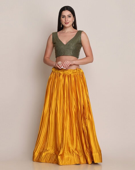 Buy Magenta Crepe Plain Pleated Lehenga Skirt For Women by Ikshita  Choudhary Online at Aza Fashions.