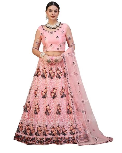 Embroidered Georgette Lehenga in Light Purple : LJN1629